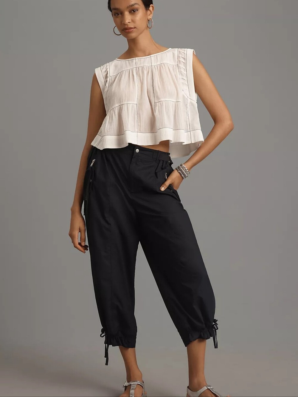 Anthropologie Cropped Parachute Pants in Petite M